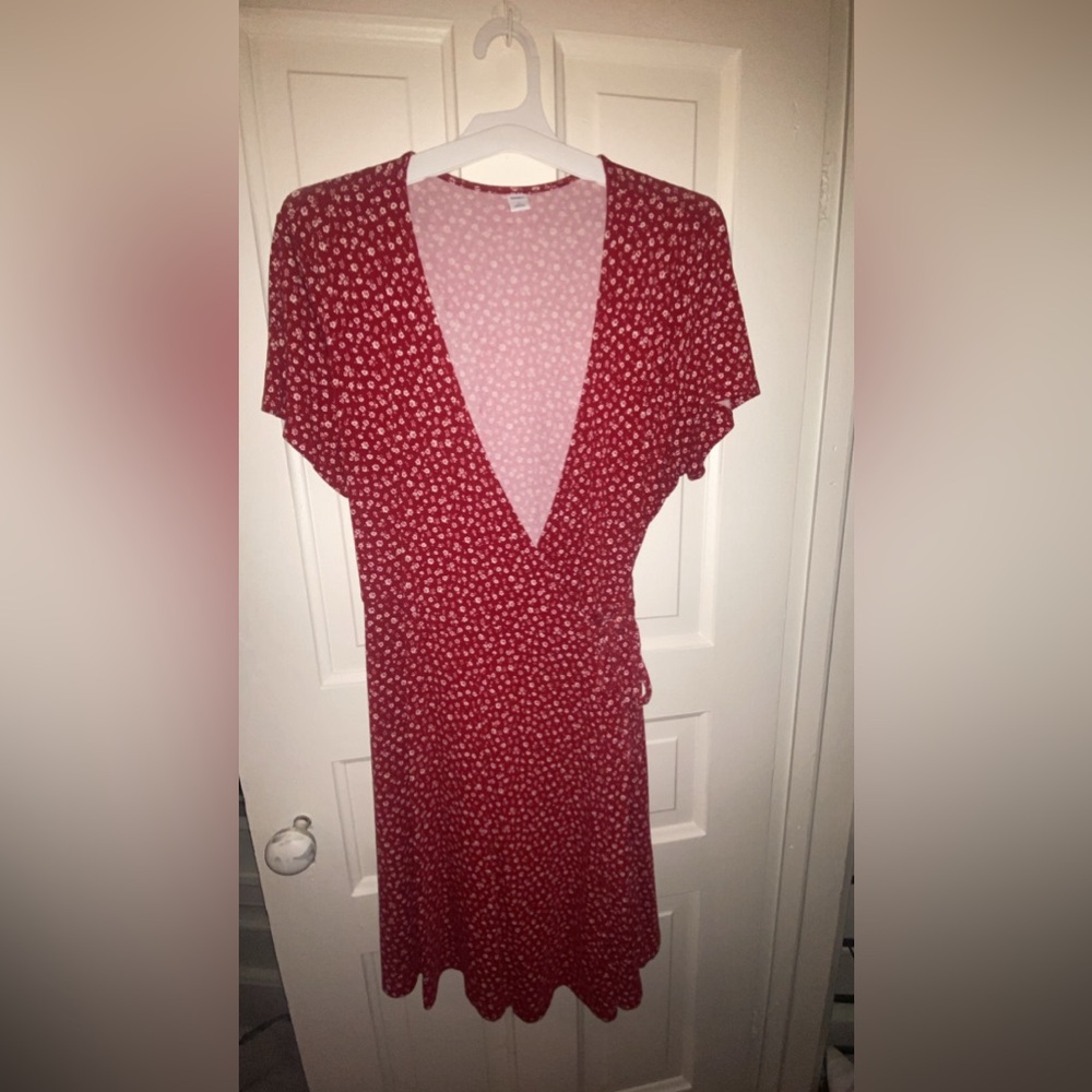 Red floral summer dress